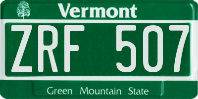 VT license plate ZRF507