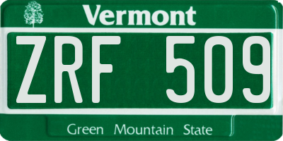 VT license plate ZRF509