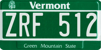 VT license plate ZRF512