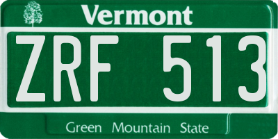 VT license plate ZRF513