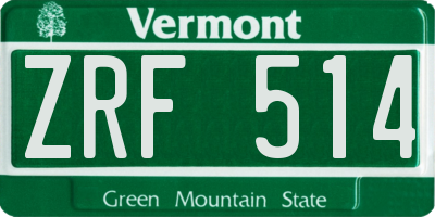 VT license plate ZRF514