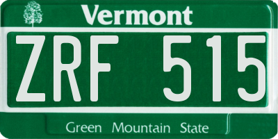 VT license plate ZRF515