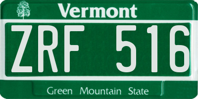 VT license plate ZRF516