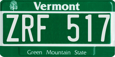 VT license plate ZRF517