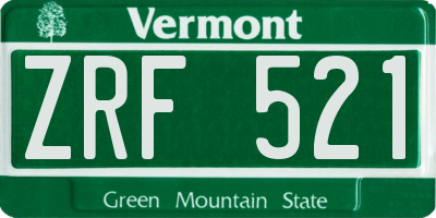 VT license plate ZRF521