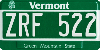 VT license plate ZRF522