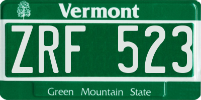 VT license plate ZRF523