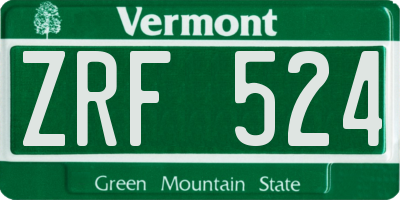 VT license plate ZRF524