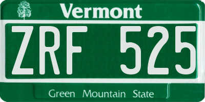 VT license plate ZRF525