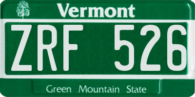 VT license plate ZRF526