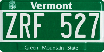 VT license plate ZRF527