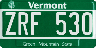 VT license plate ZRF530