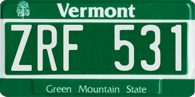 VT license plate ZRF531