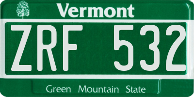 VT license plate ZRF532