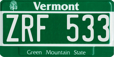 VT license plate ZRF533