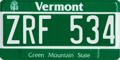 VT license plate ZRF534