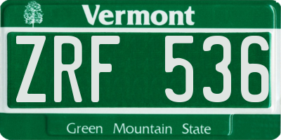 VT license plate ZRF536