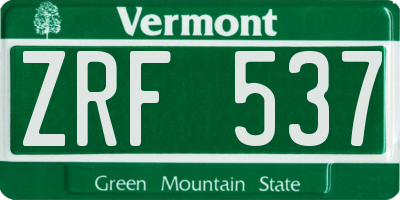 VT license plate ZRF537