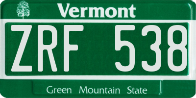 VT license plate ZRF538