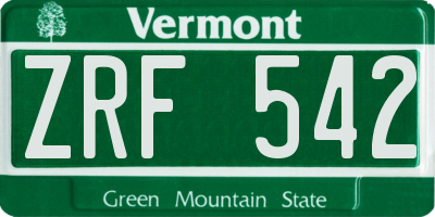 VT license plate ZRF542