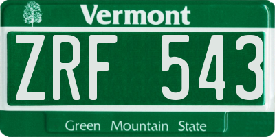 VT license plate ZRF543