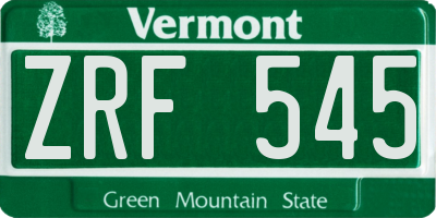 VT license plate ZRF545