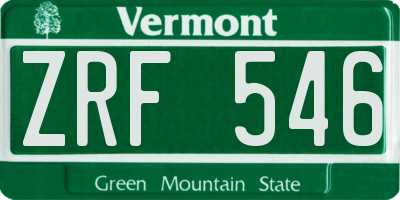 VT license plate ZRF546
