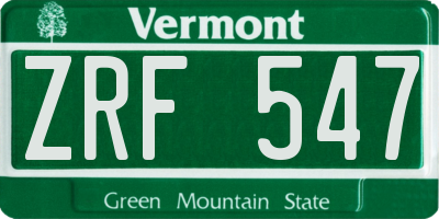 VT license plate ZRF547