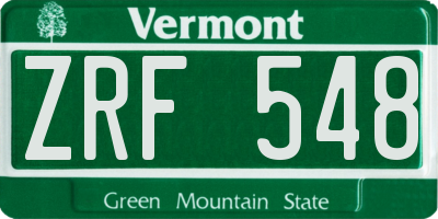 VT license plate ZRF548