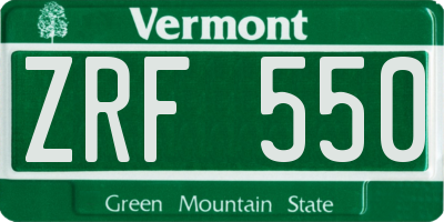 VT license plate ZRF550