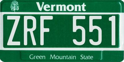 VT license plate ZRF551