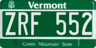 VT license plate ZRF552