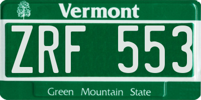 VT license plate ZRF553