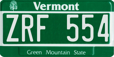 VT license plate ZRF554