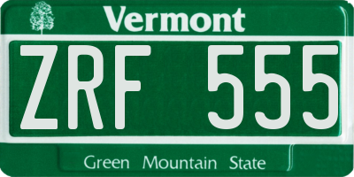 VT license plate ZRF555