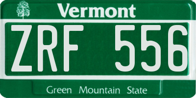 VT license plate ZRF556