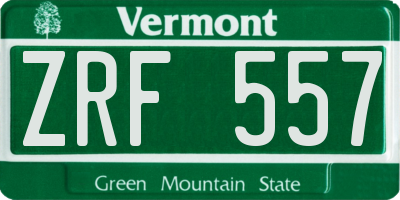 VT license plate ZRF557