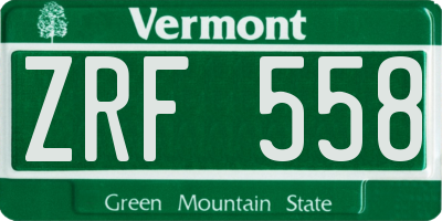 VT license plate ZRF558