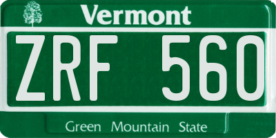 VT license plate ZRF560