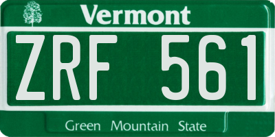 VT license plate ZRF561