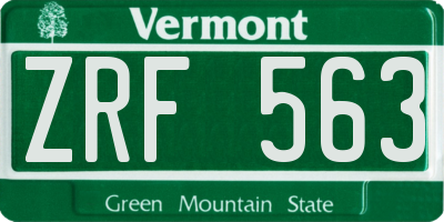 VT license plate ZRF563