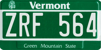 VT license plate ZRF564