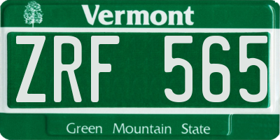 VT license plate ZRF565