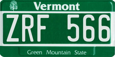 VT license plate ZRF566
