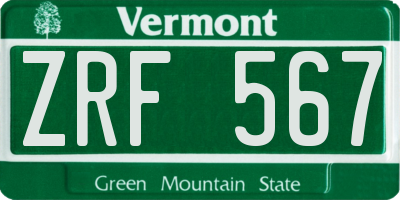 VT license plate ZRF567