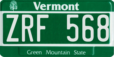 VT license plate ZRF568