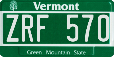 VT license plate ZRF570