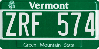 VT license plate ZRF574