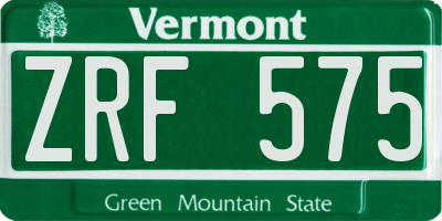 VT license plate ZRF575
