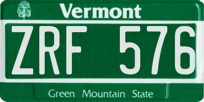 VT license plate ZRF576